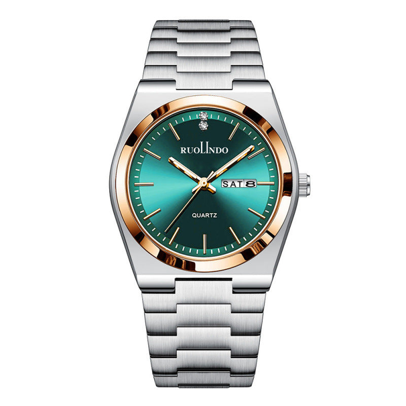 RUOLINDO Ultra-thin Butterfly-clasp Steel-band Quartz Men's Watch