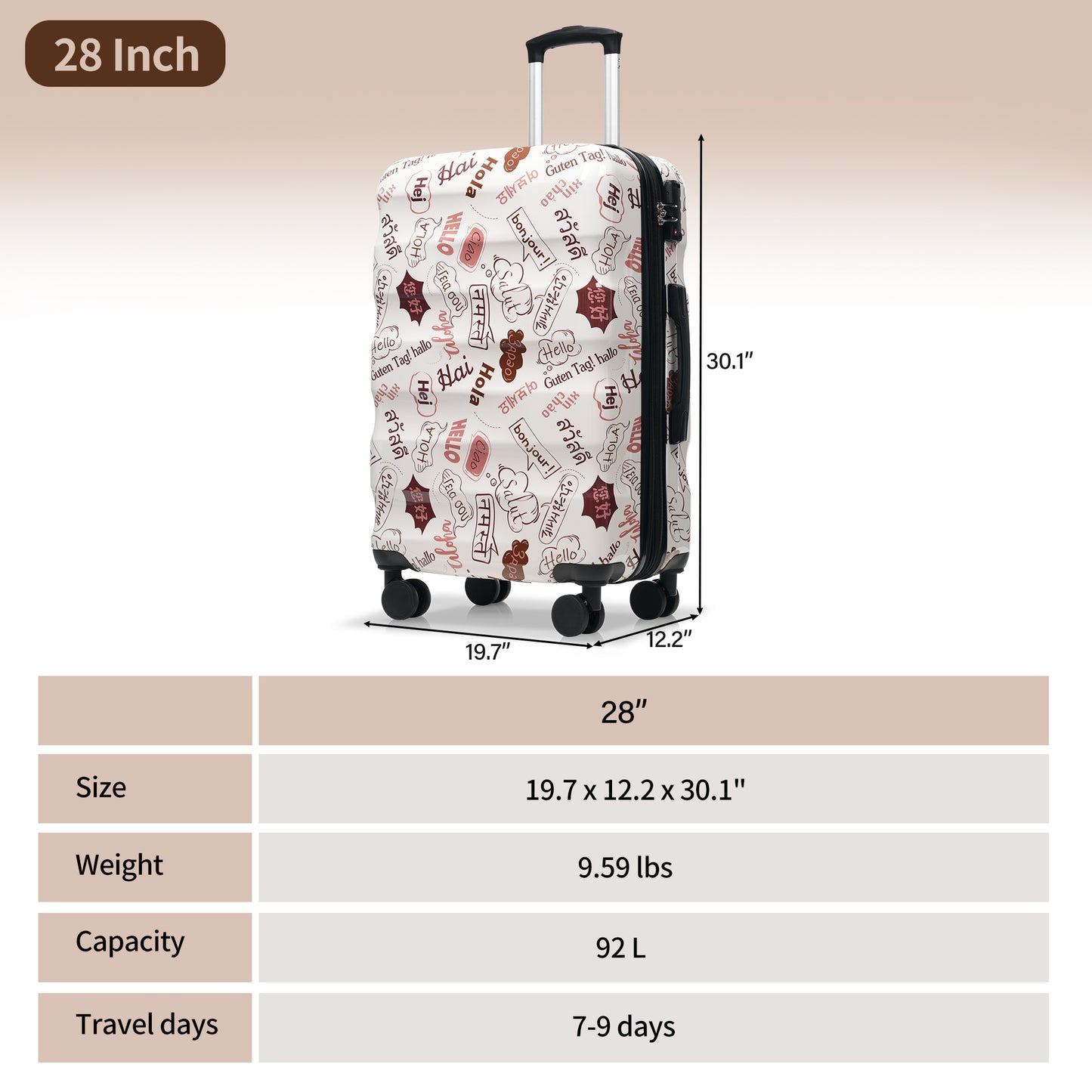 Transcends 970 - 28" Expandable Hard Shell Suitcase