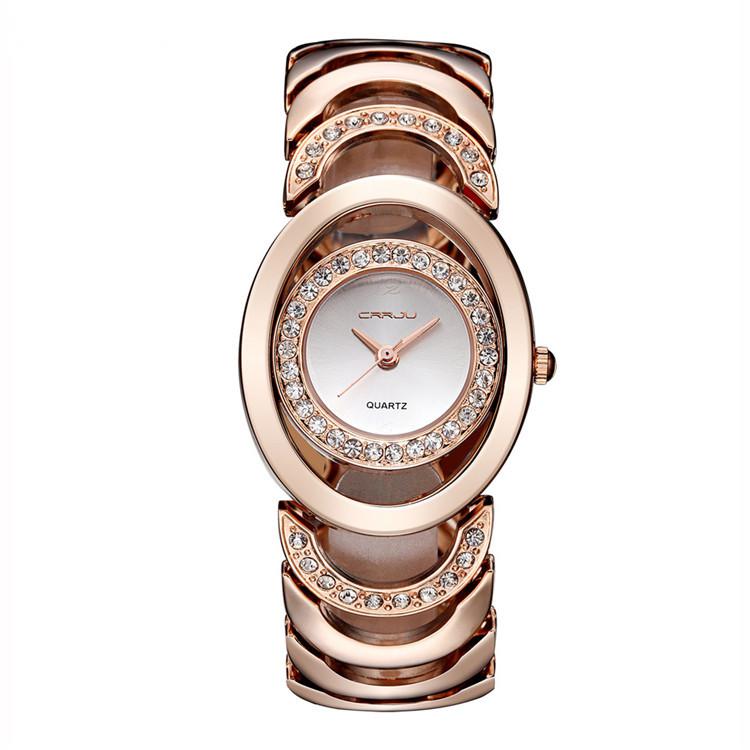 CRRJU Fashion and Elegant Steel Band Diamond Ladies Watch