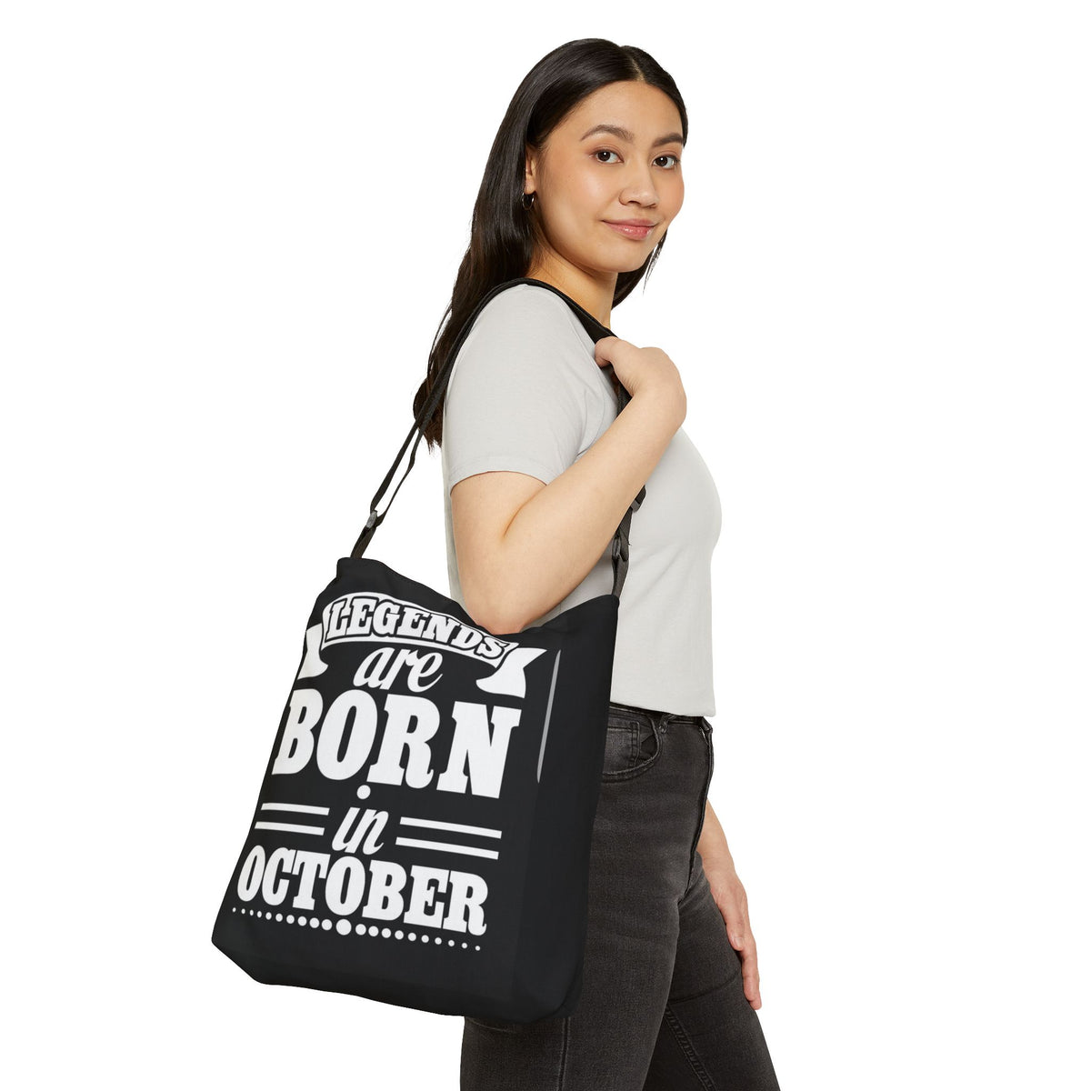 October Birthday Legends Adjustable Tote Bag