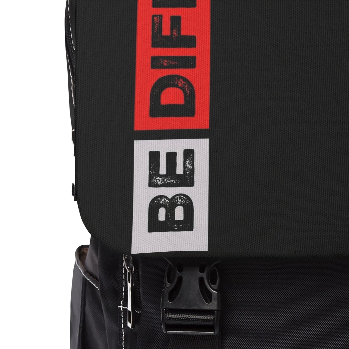 Be Different Black Casual Backpack — Urban Daypack with 'BE DIFFERENT' Accent