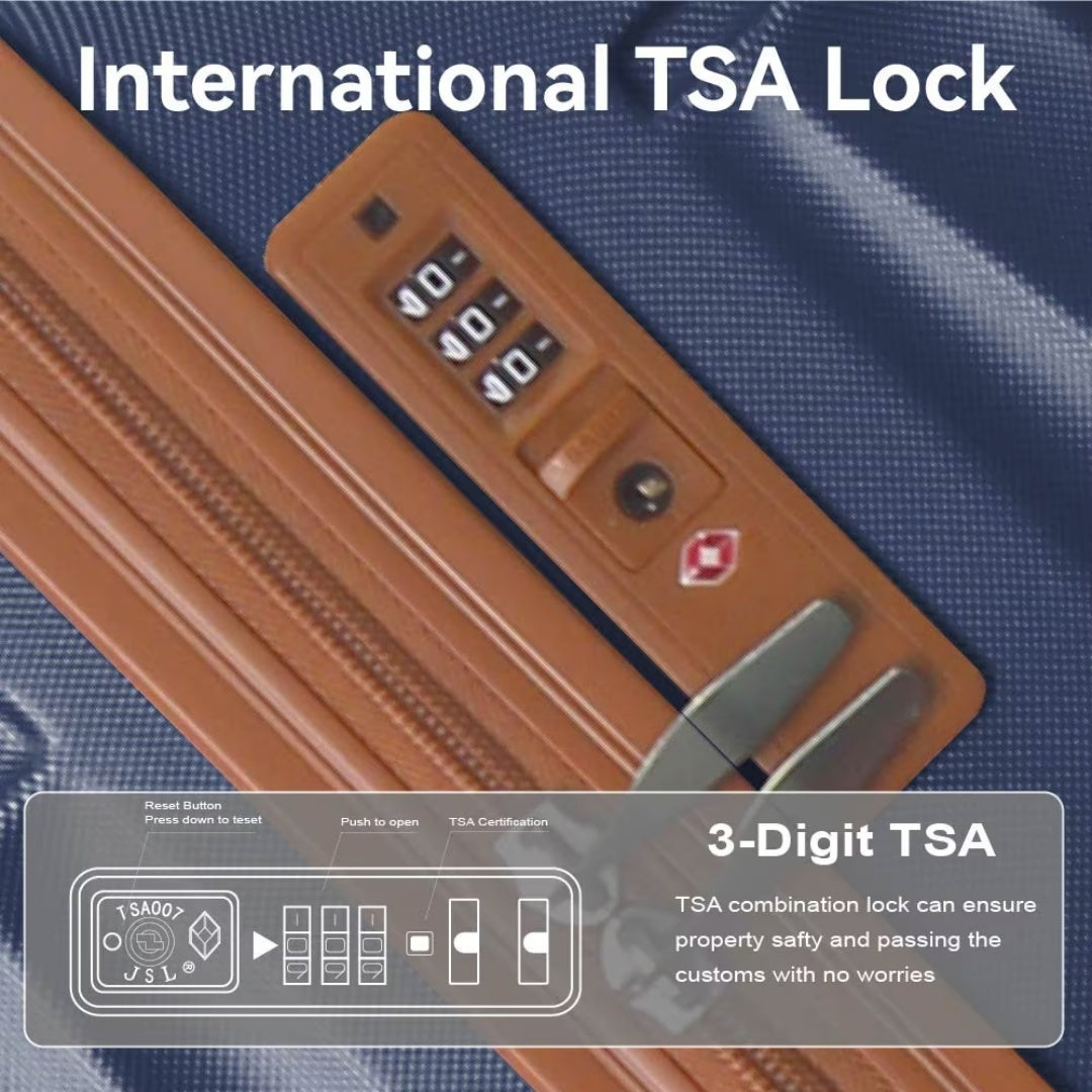 ABS Hard Shell 3pcs Luggage, Durable Set Spinner Wheels and TSA Lock 20''24''28''