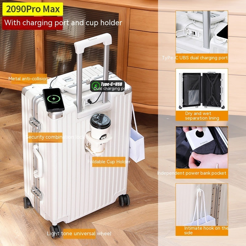 PROMAX 20" Zipperless Carry-On Luggage with USB & Cup Holder