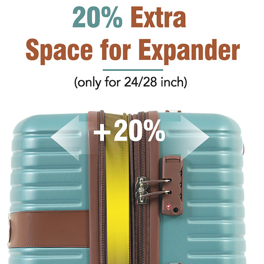 24-Inch Hard Shell ABS Expandable Checked Suitcase, TSA Lock, 2 Packing Cubes Blue