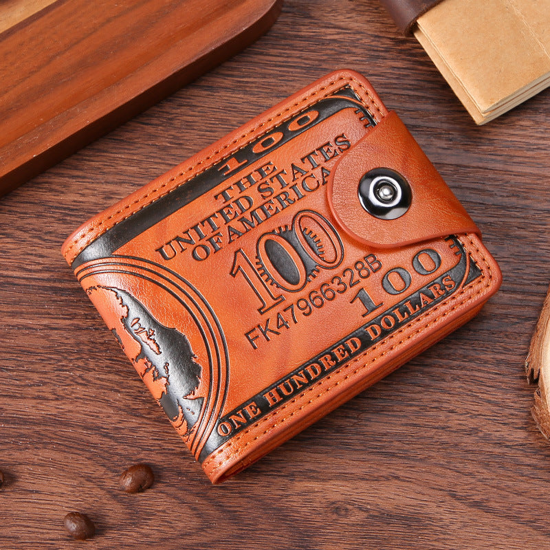 Benjamin BIG Dollar Wallet Men's Two-fold Buckle Multiple Card Slots Wallet