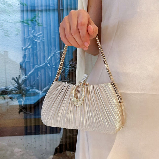 New Satin Pleated Evening Bag