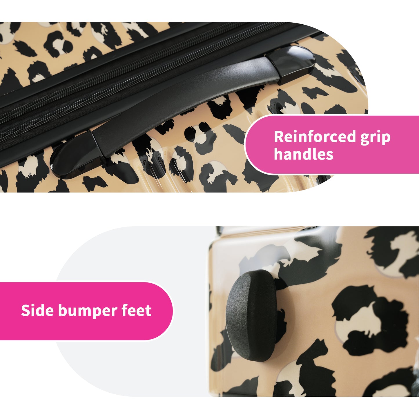 GETAWAY LEOPARD Hard Shell 3 Pcs Spinner Suitcase With TSA Lock Lightweight-20" 24" 28"