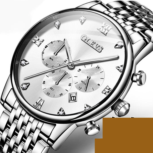 OLEVS Multi-function Chronograph Quartz Watch Night Light Waterproof