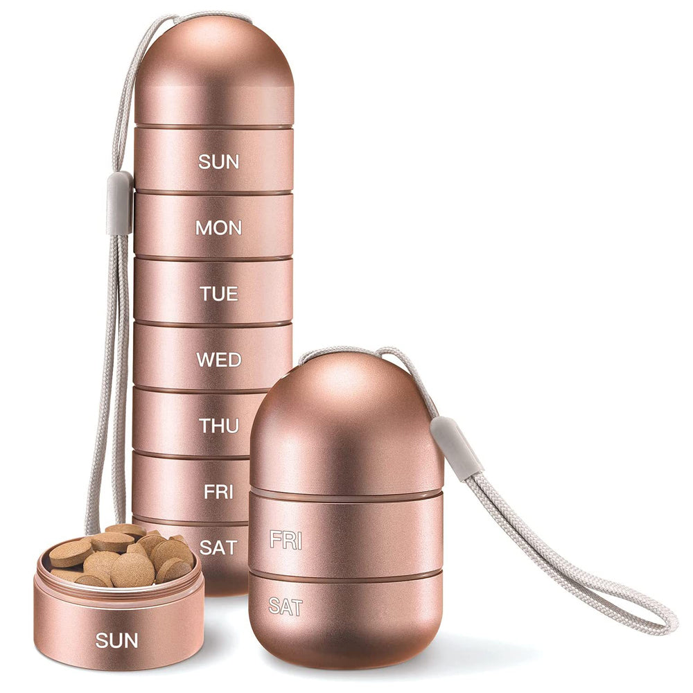 Metal Pill Weekly Waterproof Travel Pill Box