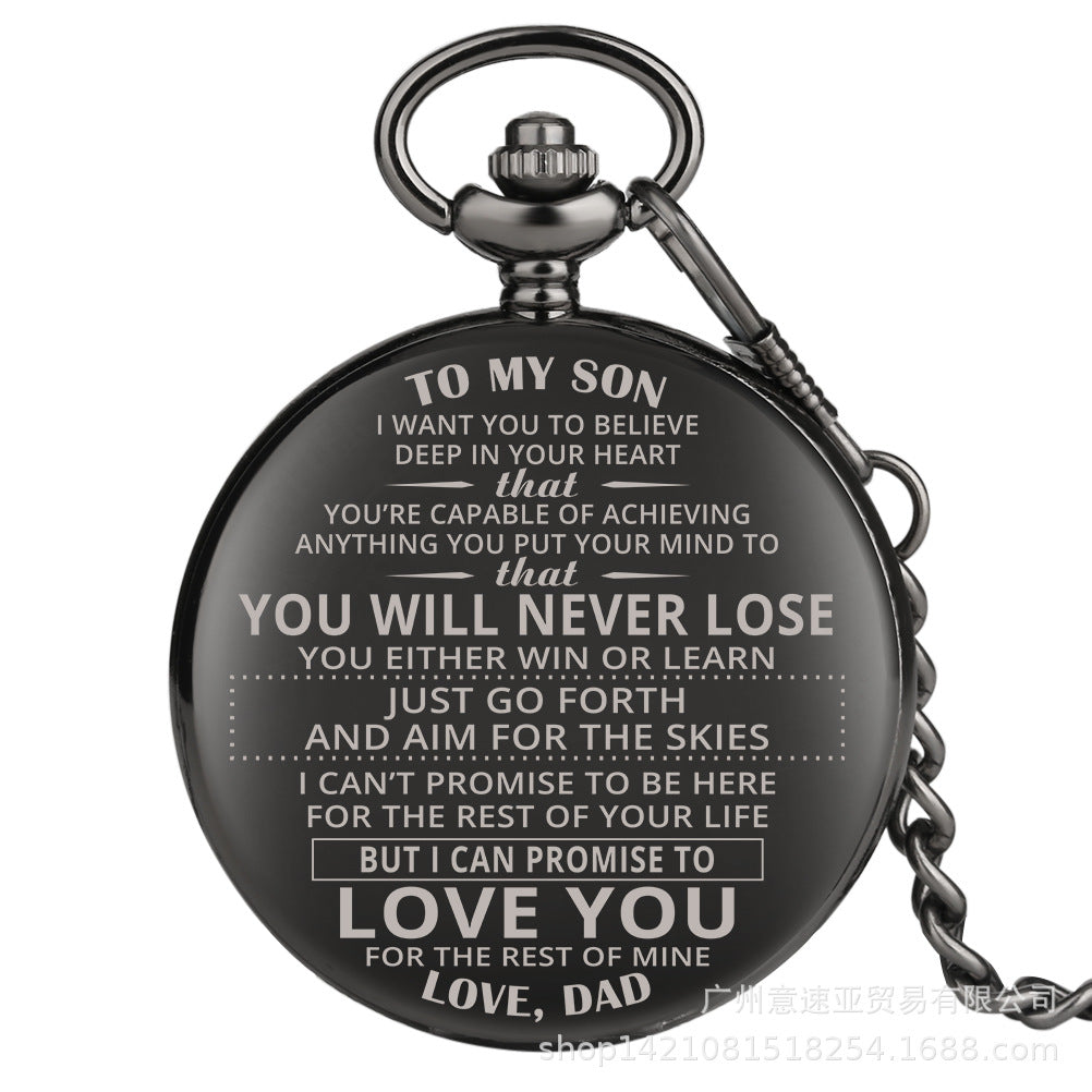 Vintage Commemorative Parent to Son Quartz Pocket Watch