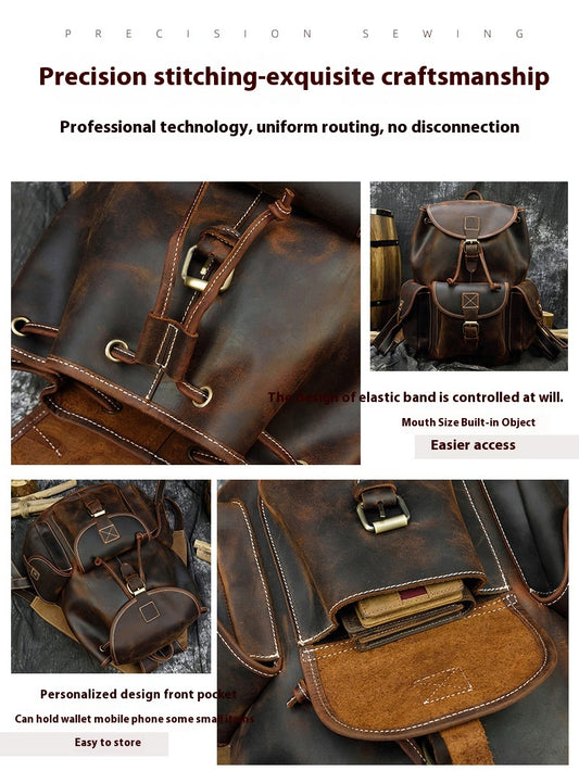 Retro Cowhide Casual Backpack