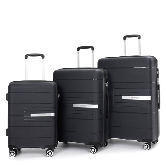 Travel HOUSE Hard Sided 3-Piece Set 20", 24", 28" Luggage Set; Lightweight Durable Suitcase With TSA Lock
