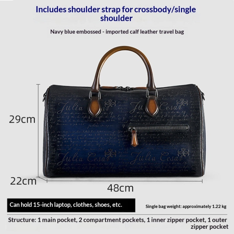 MONTICELLO ELITE Short-Distance Travel Bag For Men, Genuine Leather