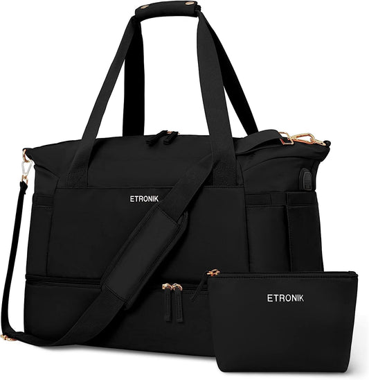 ETRONIK Personal Item Travel Bag, Sports Luggage Bag With USB Charging Port