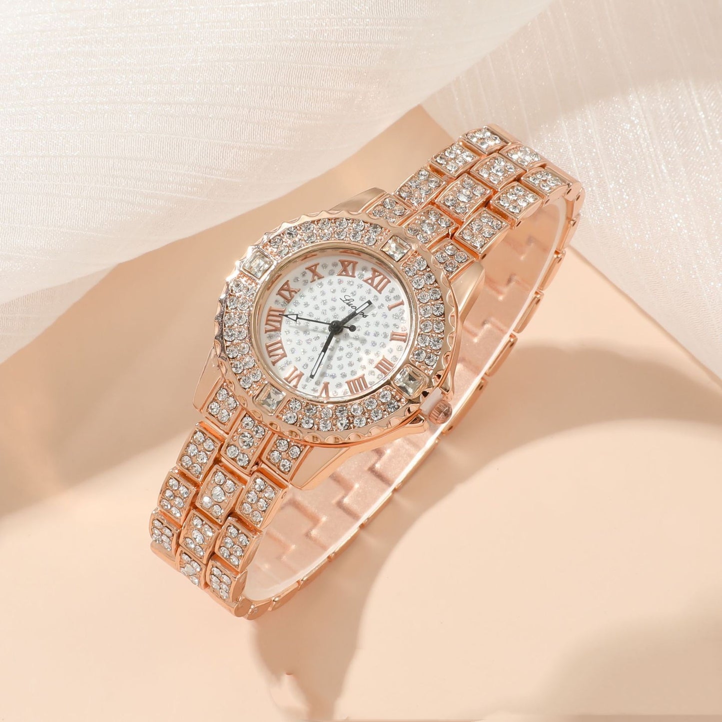 Diamond Bling Ladies Quartz Watch 3-Piece Gift Box