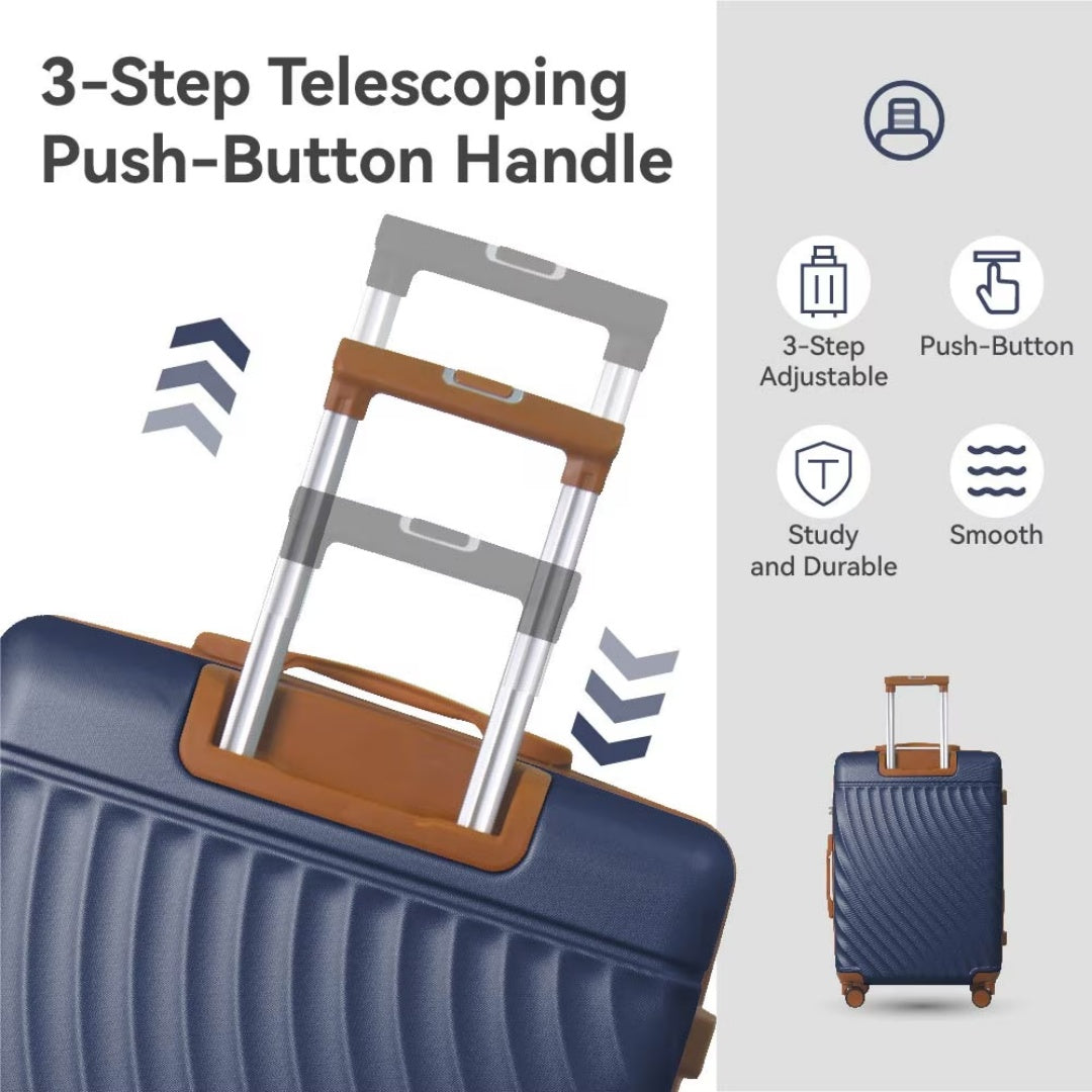 ABS Hard Shell 3pcs Luggage, Durable Set Spinner Wheels and TSA Lock 20''24''28''