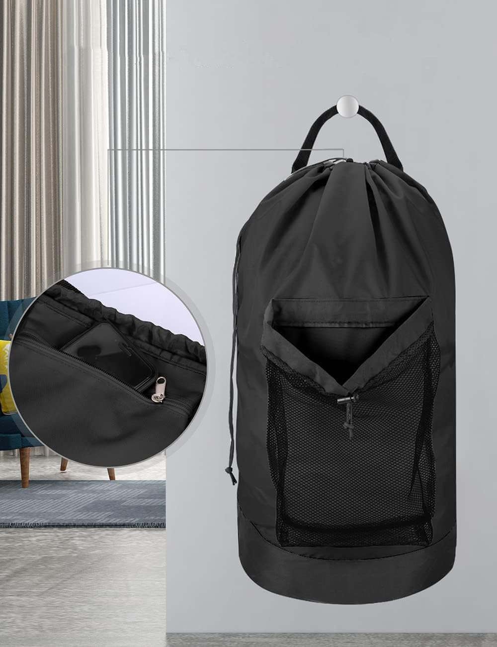 Oxford Cloth Drawstring Large Laundry Carrier