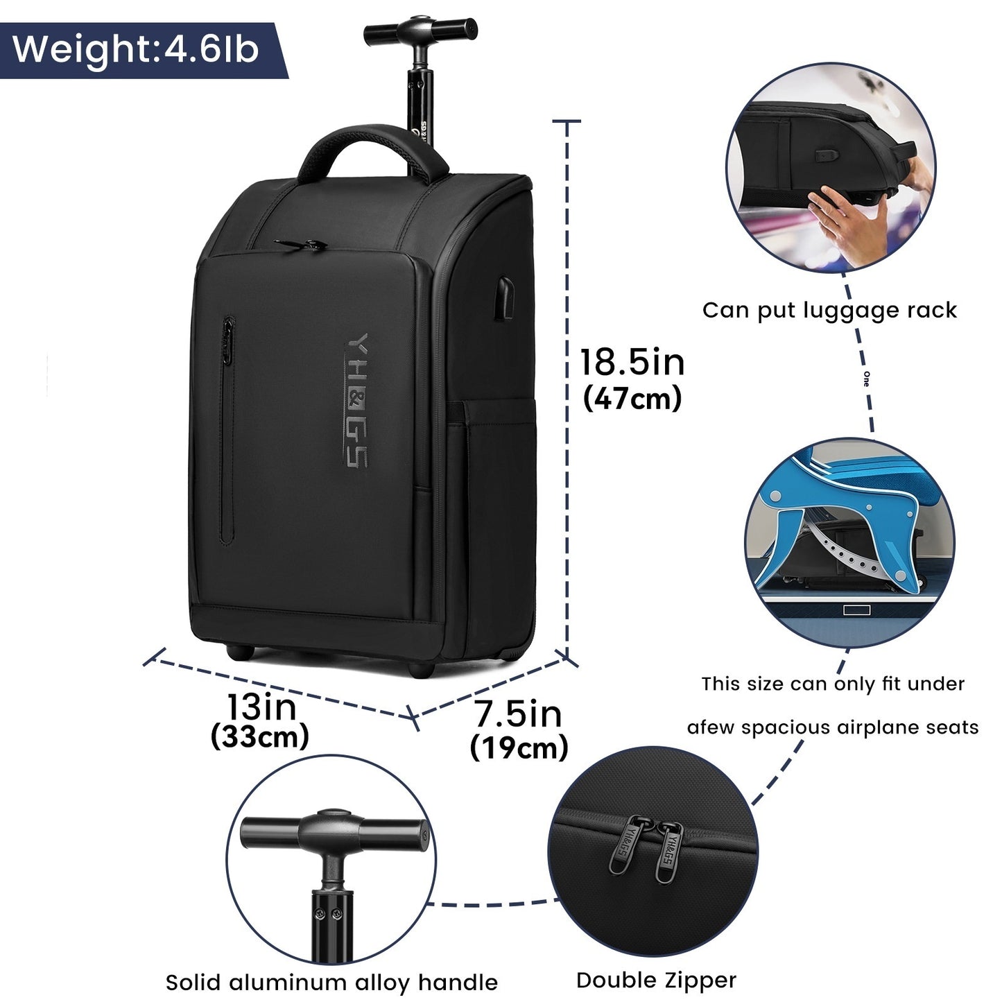 20" YH&GS Rolling Double-Shoulder Travel Ultra Backpack