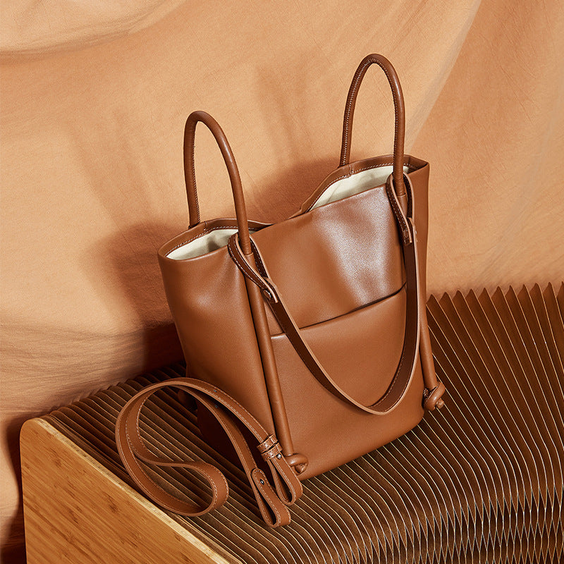 Vincent Premium Soft Genuine Leather Large Capacity Tote Bag