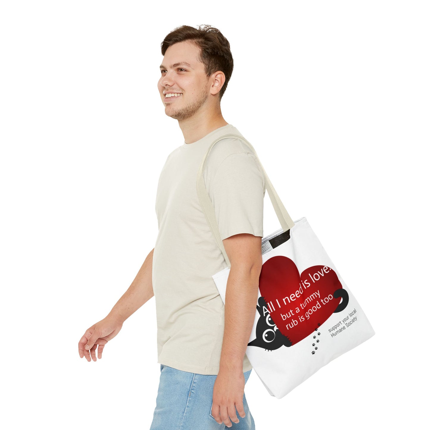 Cat Lover Tote Bag — Heart Design