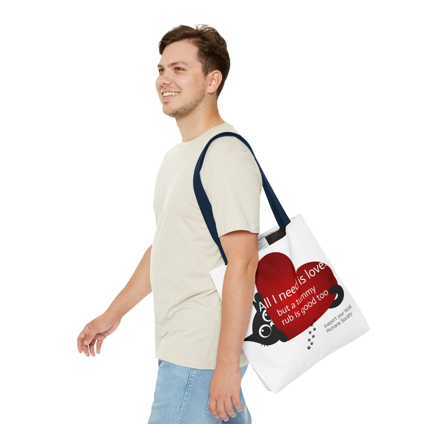 Cat Lover Tote Bag — Heart Design