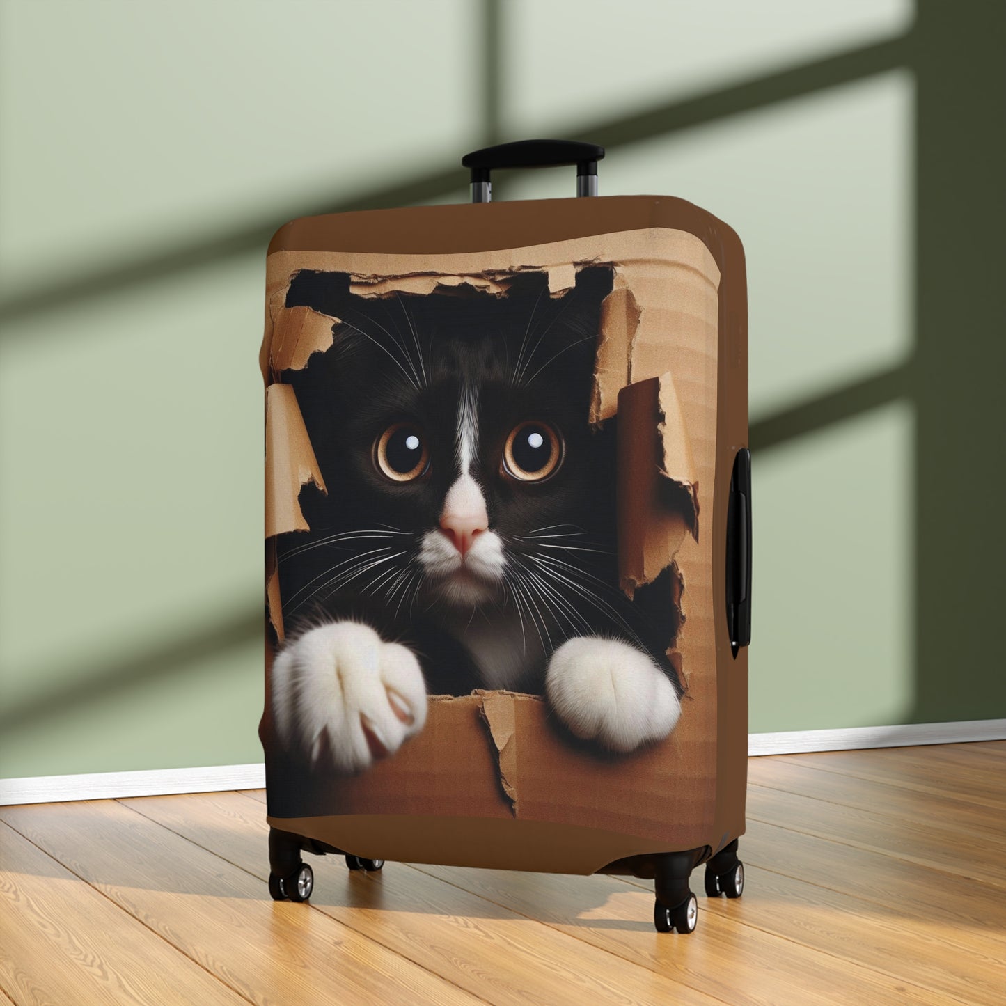 Cat Luggage Cover — Personalized 'Domino' Black Kitten Design
