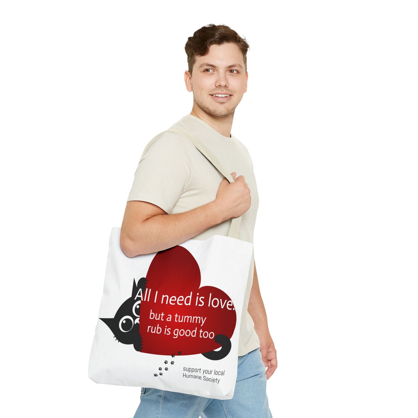 Cat Lover Tote Bag — Heart Design