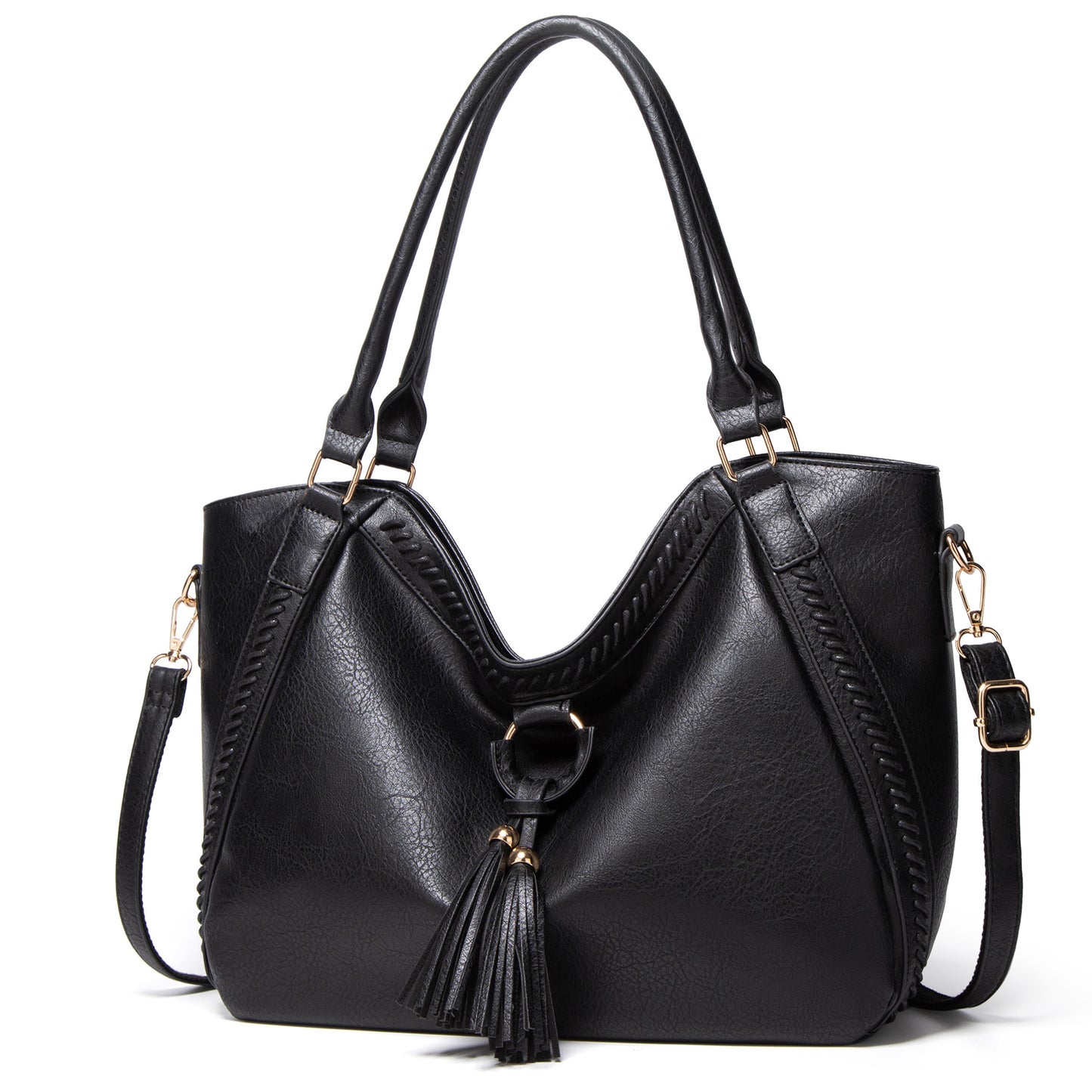 Leather Tassel Tote Bag