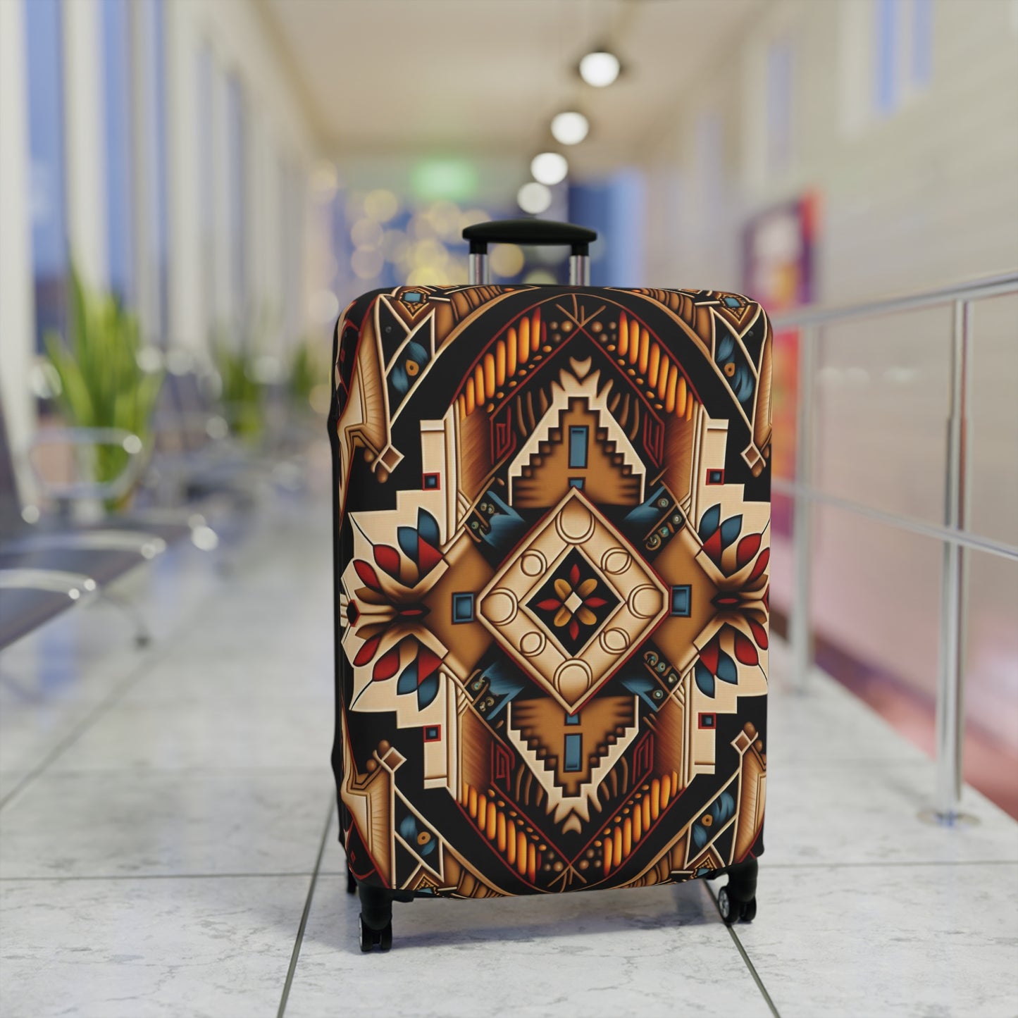 Geometric Aztec Luggage Cover — Tribal Travel Protector