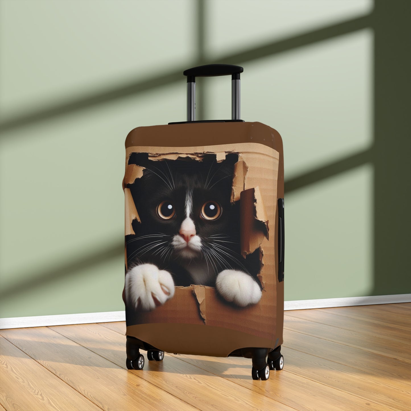 Cat Luggage Cover — Personalized 'Domino' Black Kitten Design