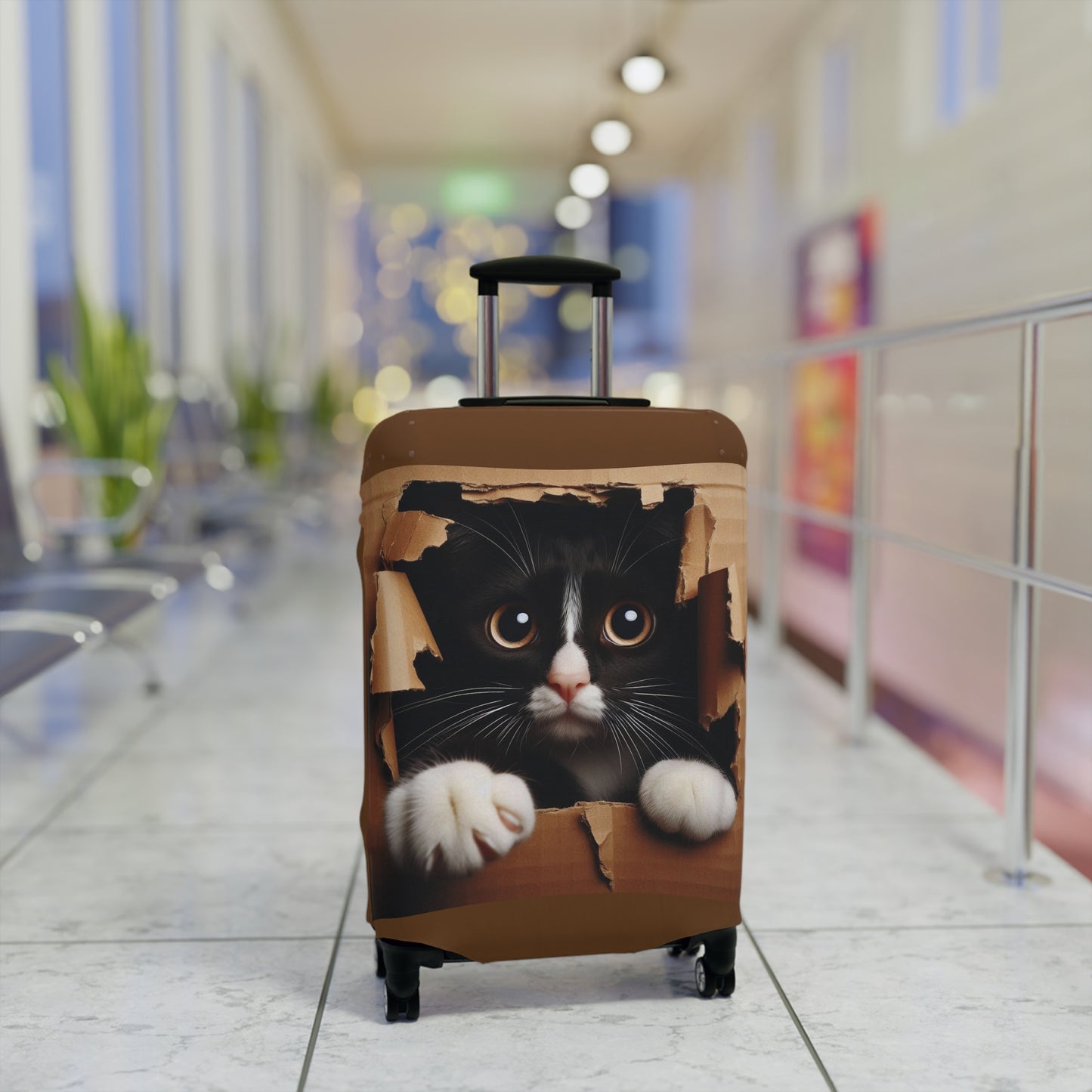 Cat Luggage Cover — Personalized 'Domino' Black Kitten Design