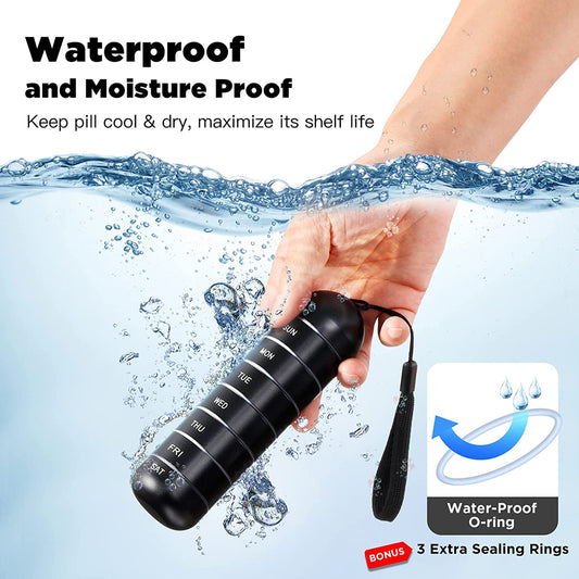 Metal Pill Weekly Waterproof Travel Pill Box