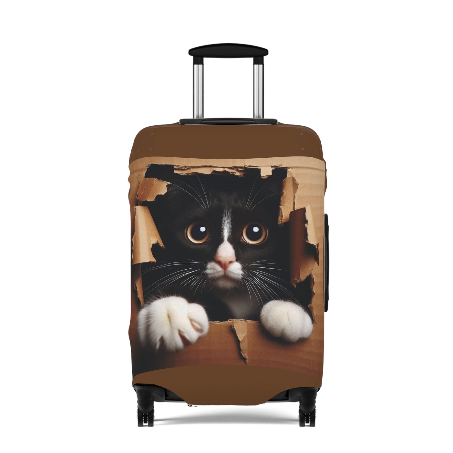 Cat Luggage Cover — Personalized 'Domino' Black Kitten Design