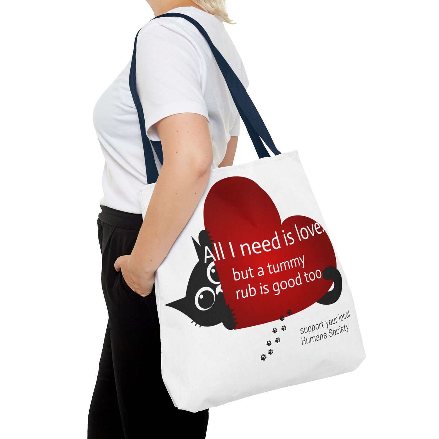 Cat Lover Tote Bag — Heart Design
