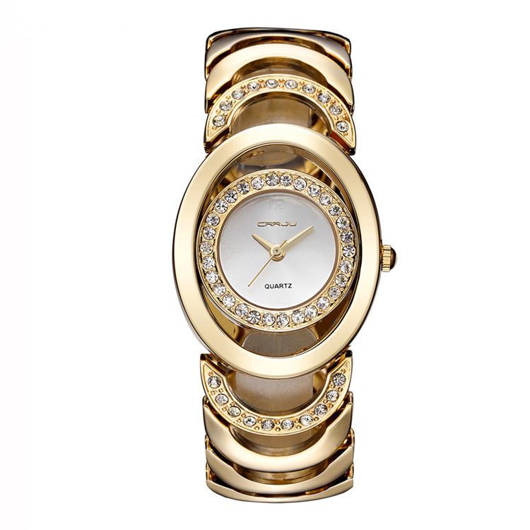 CRRJU Fashion and Elegant Steel Band Diamond Ladies Watch