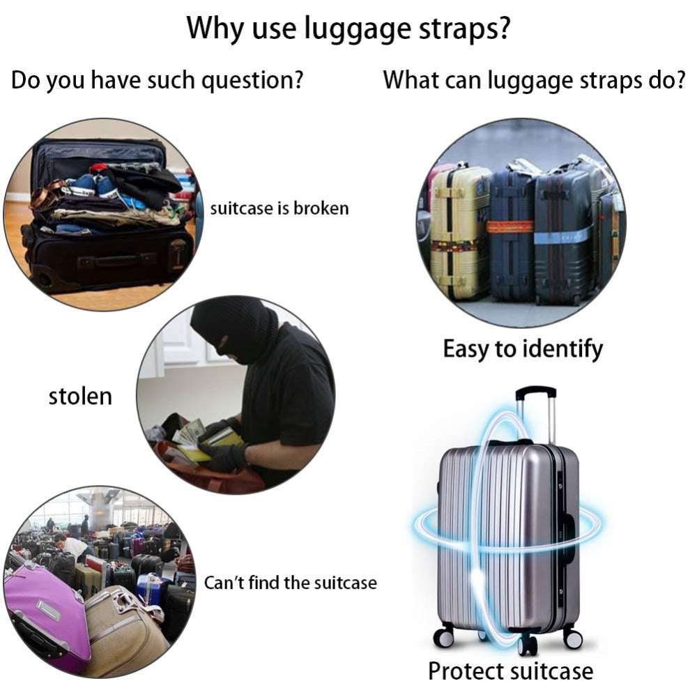 7 Colors Adjustable Nylon Protective Travel Suitcase Packing Belt