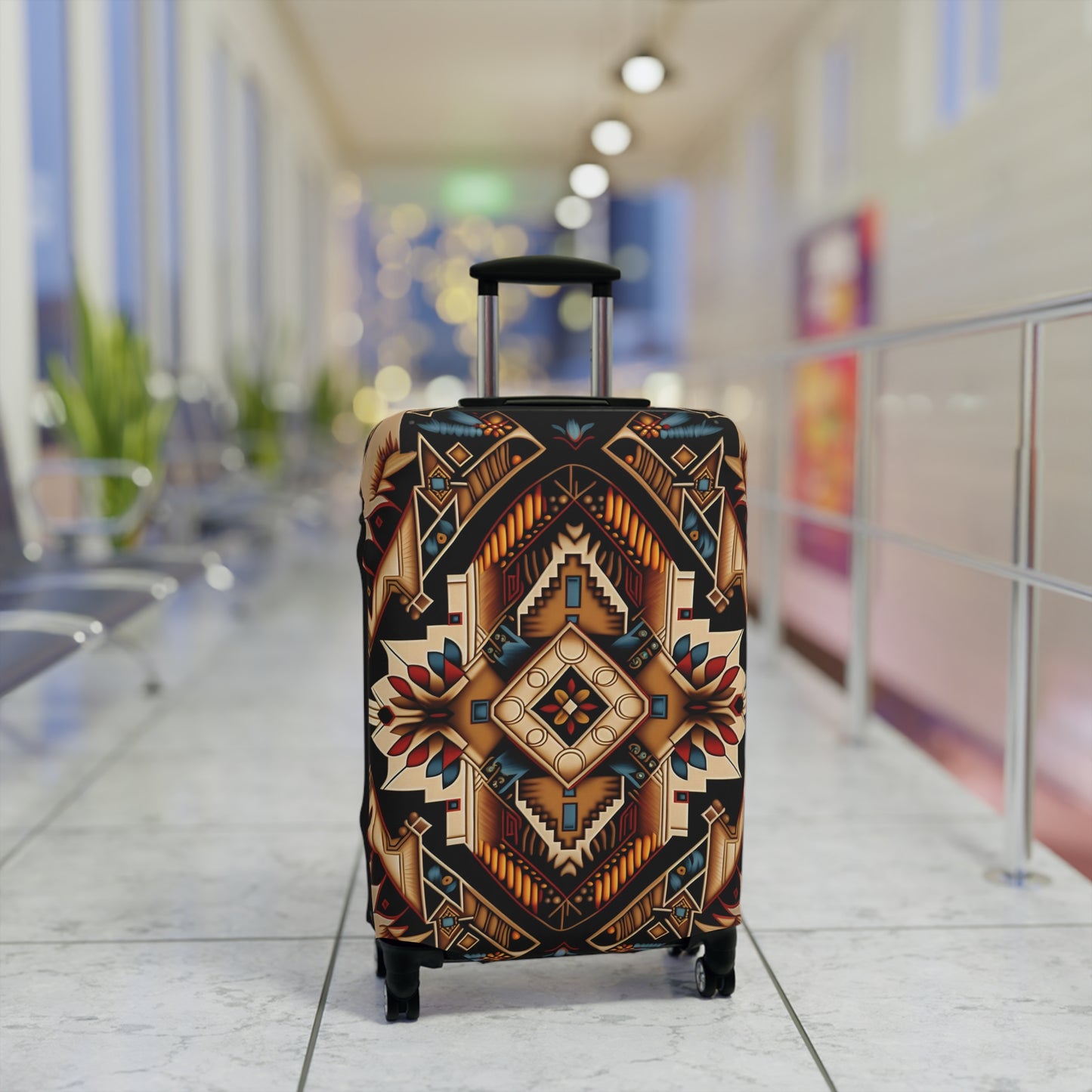 Geometric Aztec Luggage Cover — Tribal Travel Protector