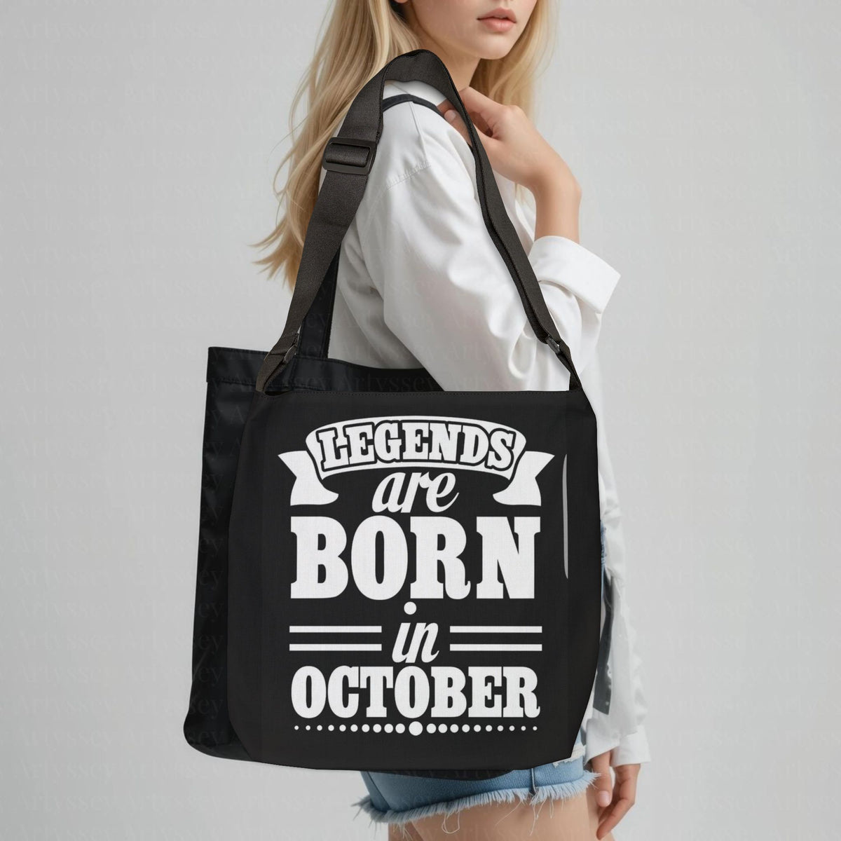 October Birthday Legends Adjustable Tote Bag