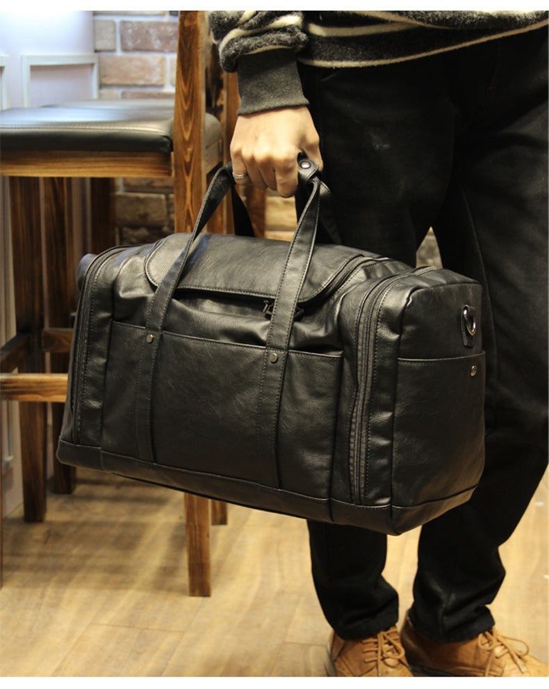 Sporty Men's Leather Duffle Bag