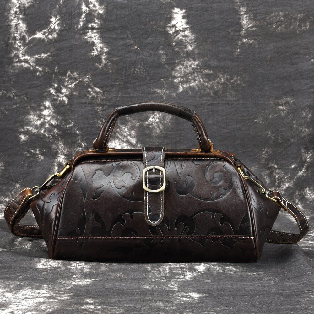 MONIQUE Genuine Leather Embossed Handbag