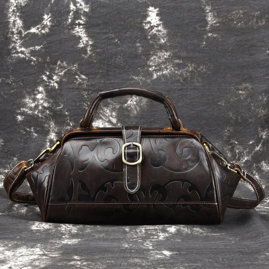 MONIQUE Genuine Leather Embossed Handbag
