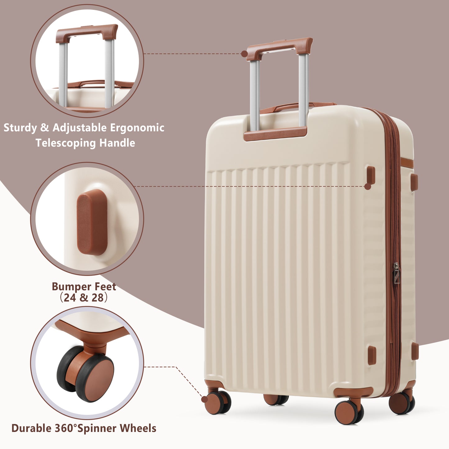 ESCAPE Travel 5-Piece, Hard side Luggage Set with Travel Bags Spinner Wheels TSA Lock