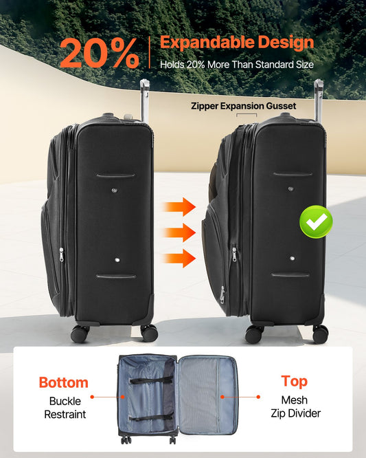 Durable Soft Sided 28"-Checked Suitcase