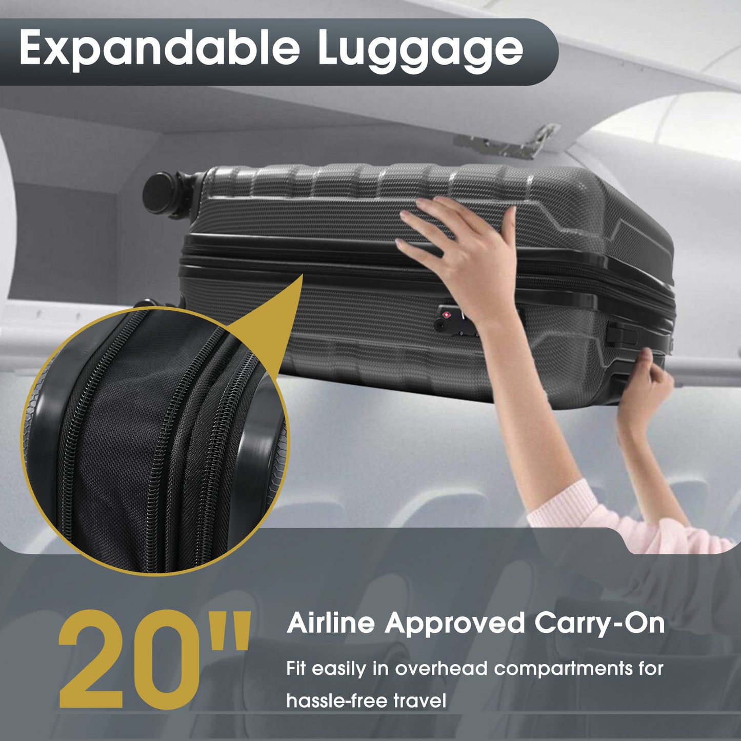 Journey's 20" Hard-shell ABS Carry On Luggage; Durable Expandable, Spinner Wheels, TSA Lock