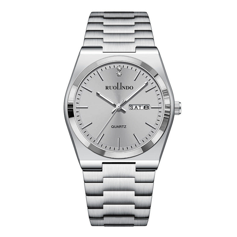 RUOLINDO Ultra-thin Butterfly-clasp Steel-band Quartz Men's Watch