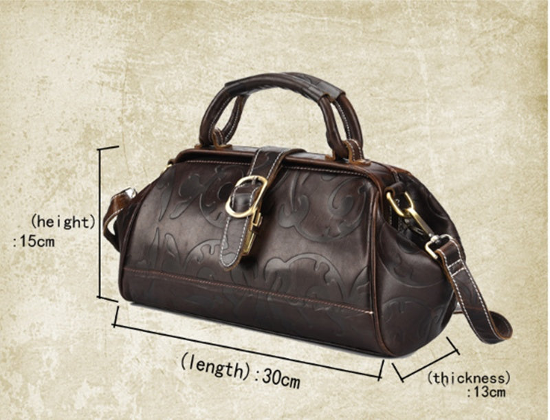 MONIQUE Genuine Leather Embossed Handbag