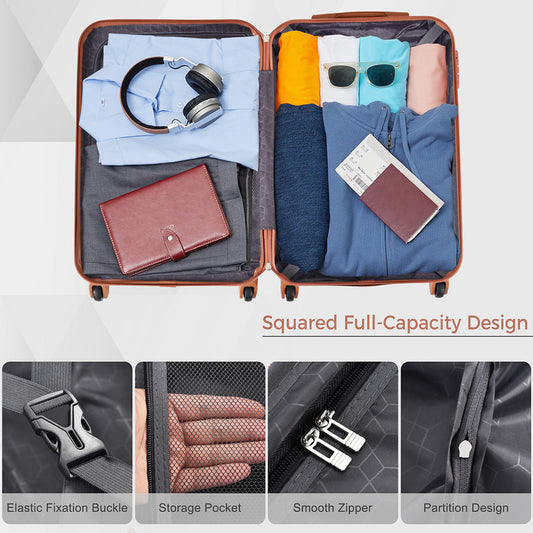 GETAWAY FAMILY Luggage Sets; ABS Hard Shell 3pcs Lightweight Durable Suitcase Sets Spinner Wheels Suitcase With TSA Lock 20 24 28
