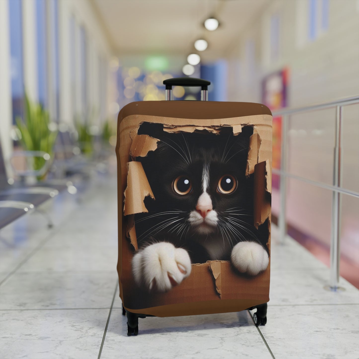 Cat Luggage Cover — Personalized 'Domino' Black Kitten Design