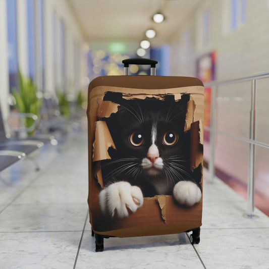 Cat Luggage Cover — Personalized 'Domino' Black Kitten Design