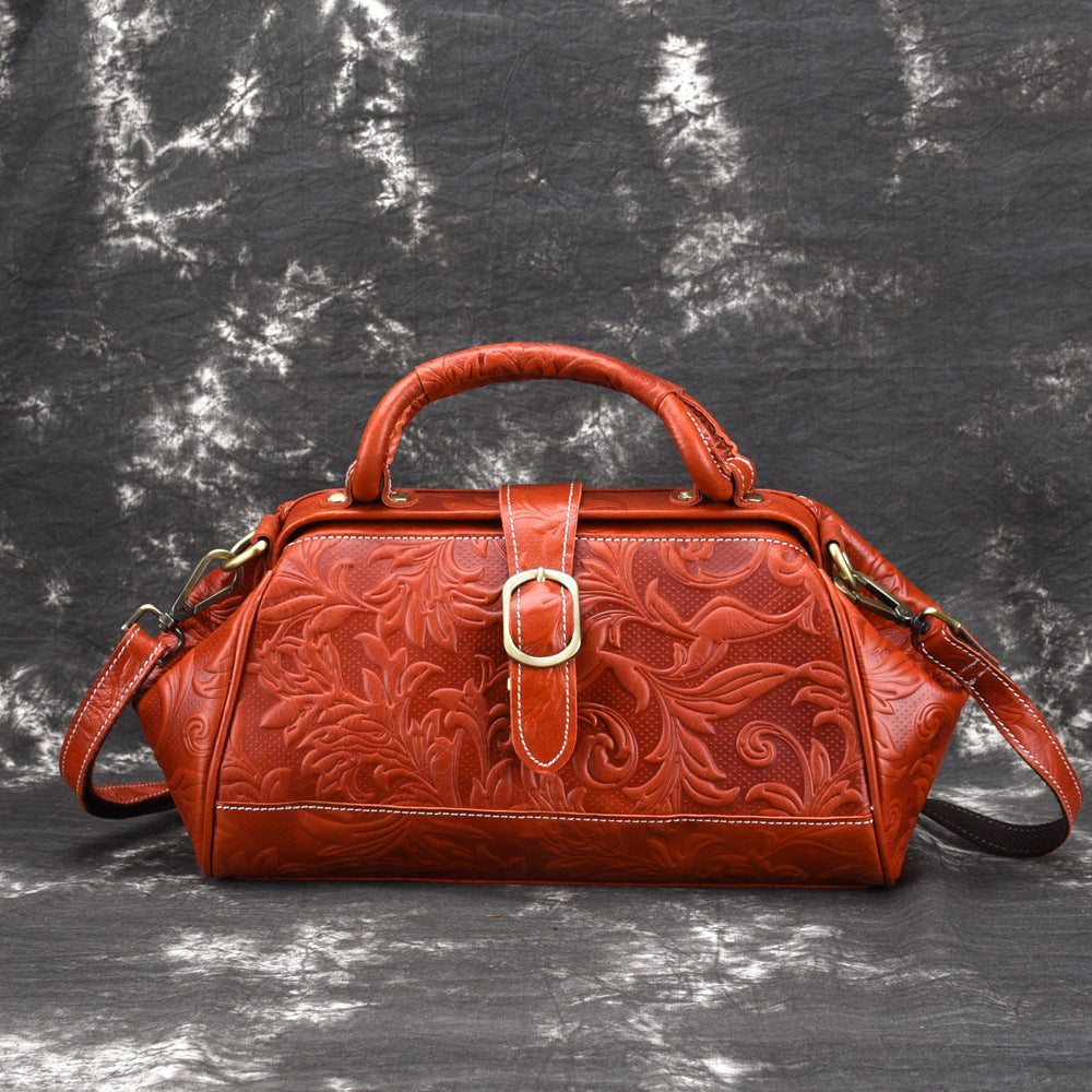 MONIQUE Genuine Leather Embossed Handbag